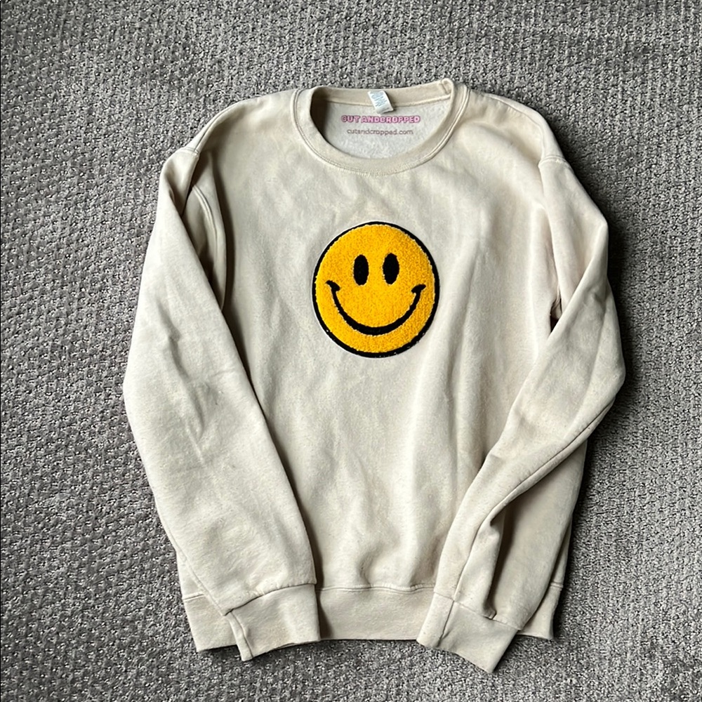 Smiley Face Beige Sweatshirt